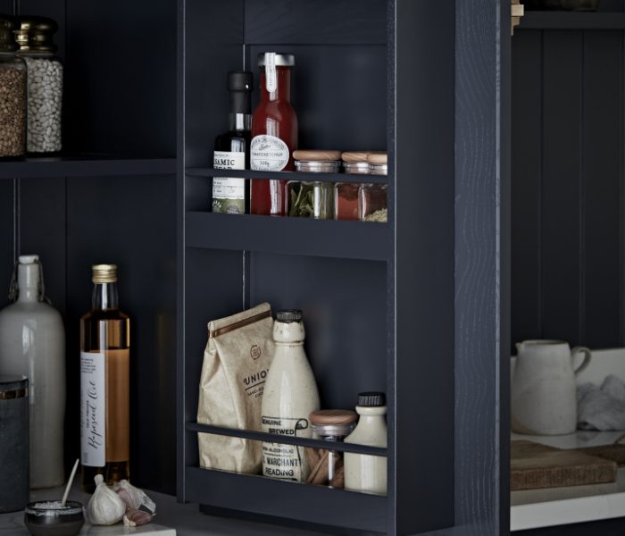 Concealed larder in painted shaker kitchen